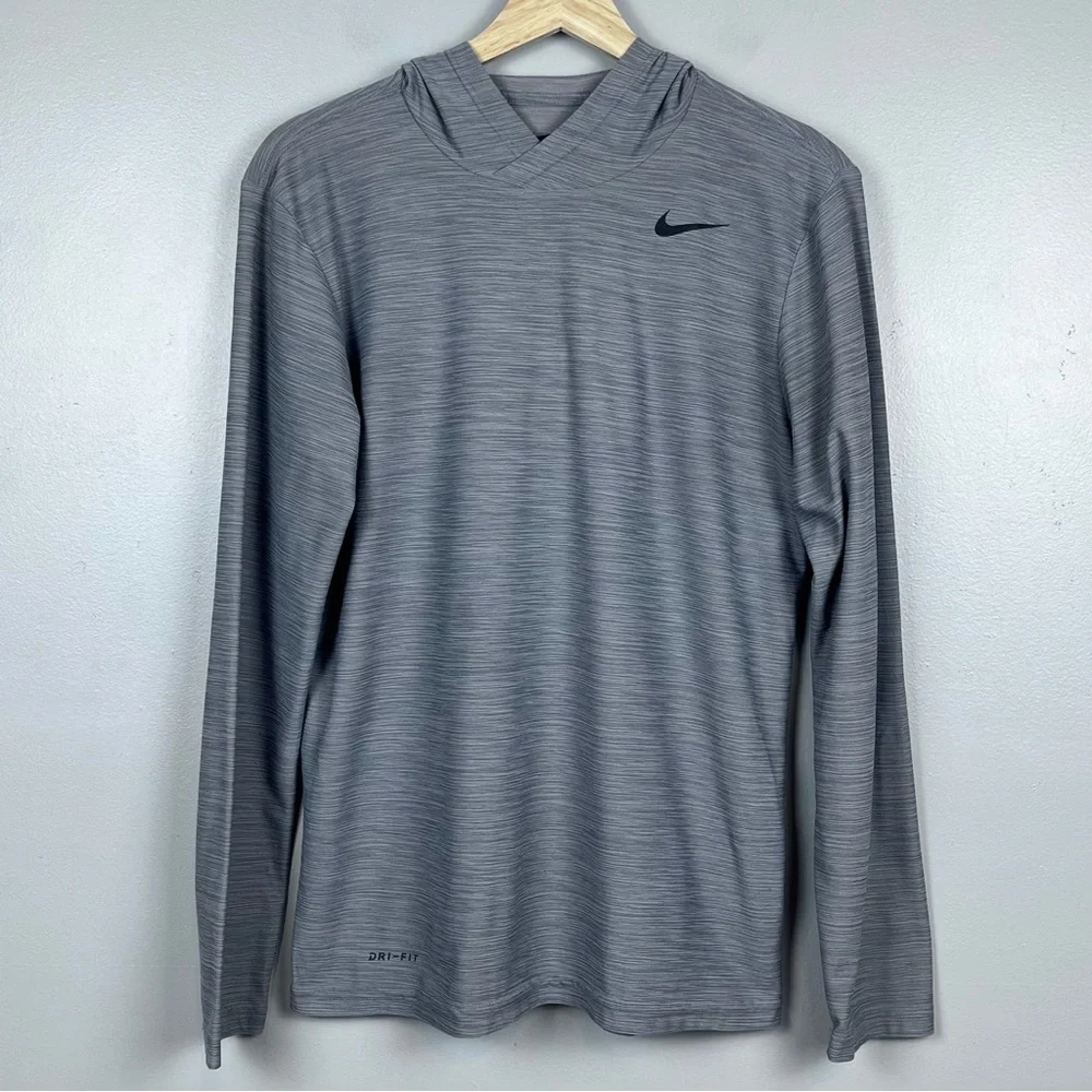 Nike Men's Dri-Fit Breathe Gray Long Sleeve Training Hoodie 832862 Size S; Gym